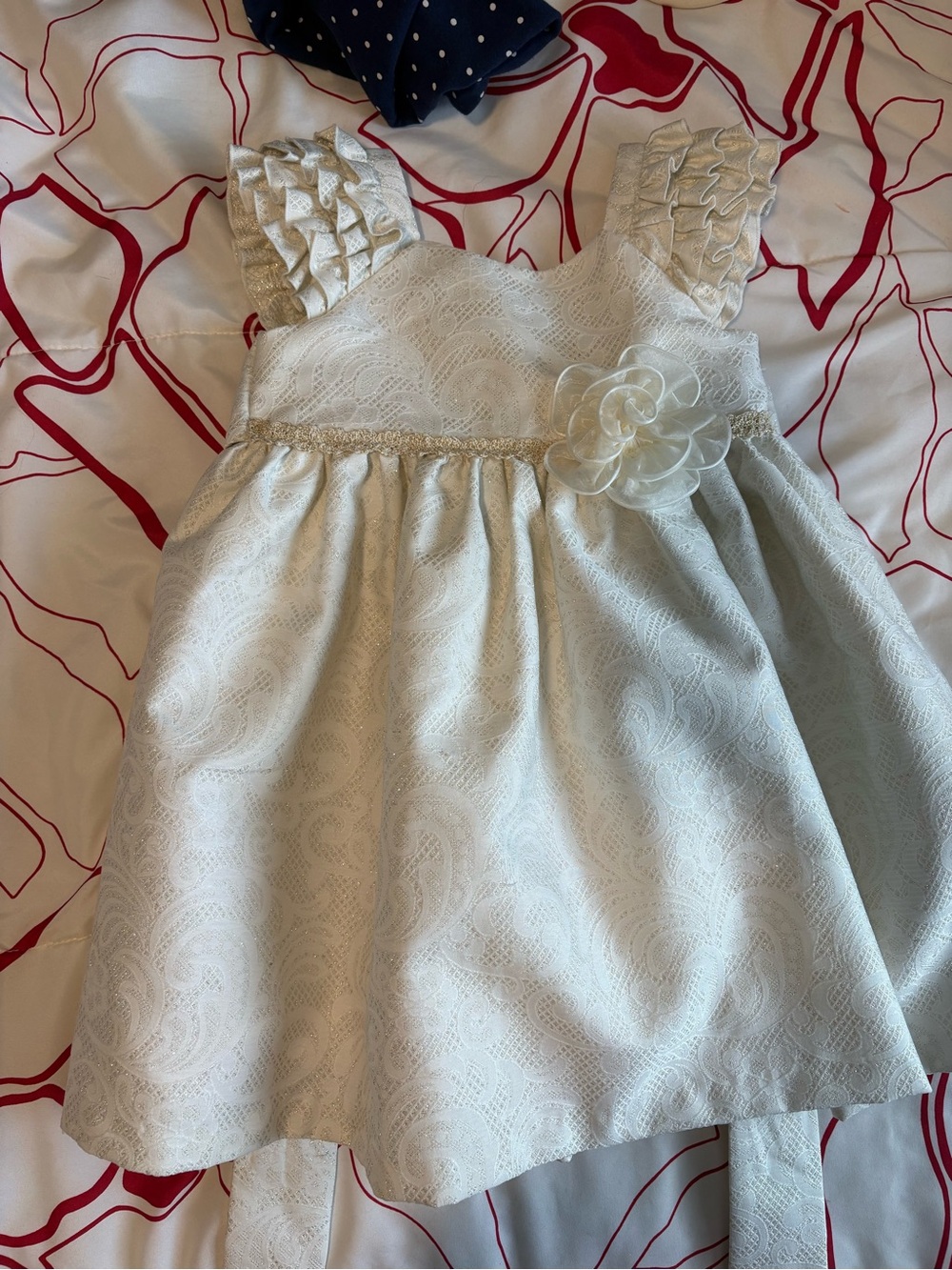 Laura Ashley Ivory Lace Floral Appliqué Party Dress